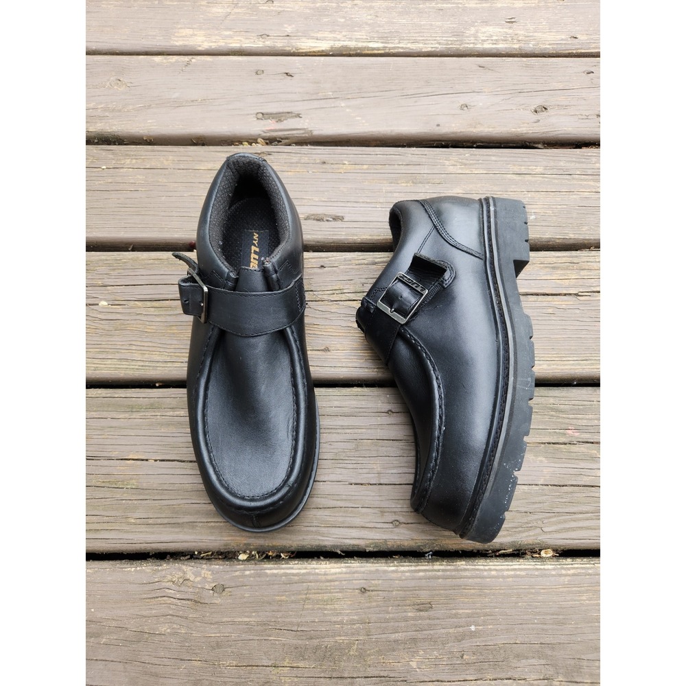 90s Lugz Loafers Black Leather Buckle Monk Strap Michael Chunky Lug Sole Mens 11